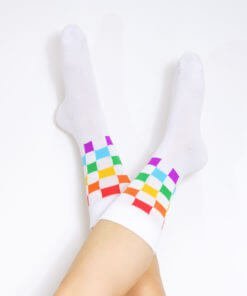 Rainbow Chess Socks - White